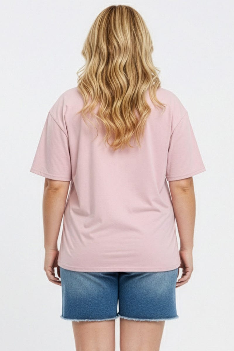 Pink Relaxed Tee Short Sleeve for YouandAll Fashion