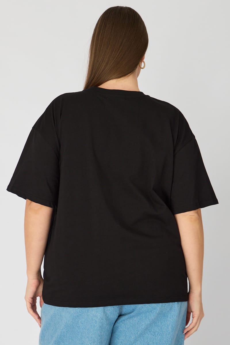 Black Relaxed T-shirt Short Sleeve for YouandAll Fashion