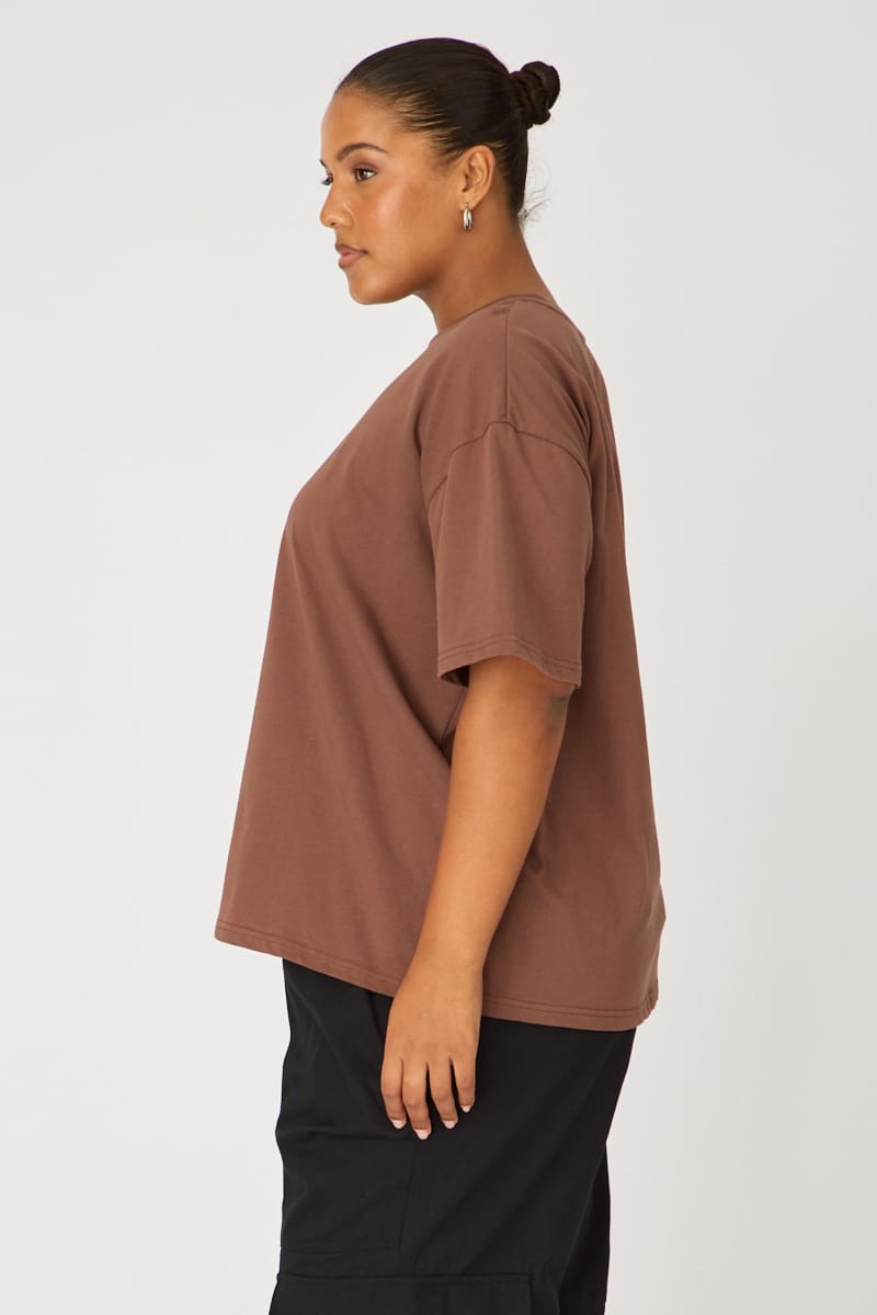Brown Relaxed T-shirt Short Sleeve for YouandAll Fashion