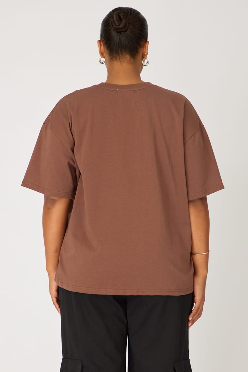 Brown Relaxed T-shirt Short Sleeve for YouandAll Fashion
