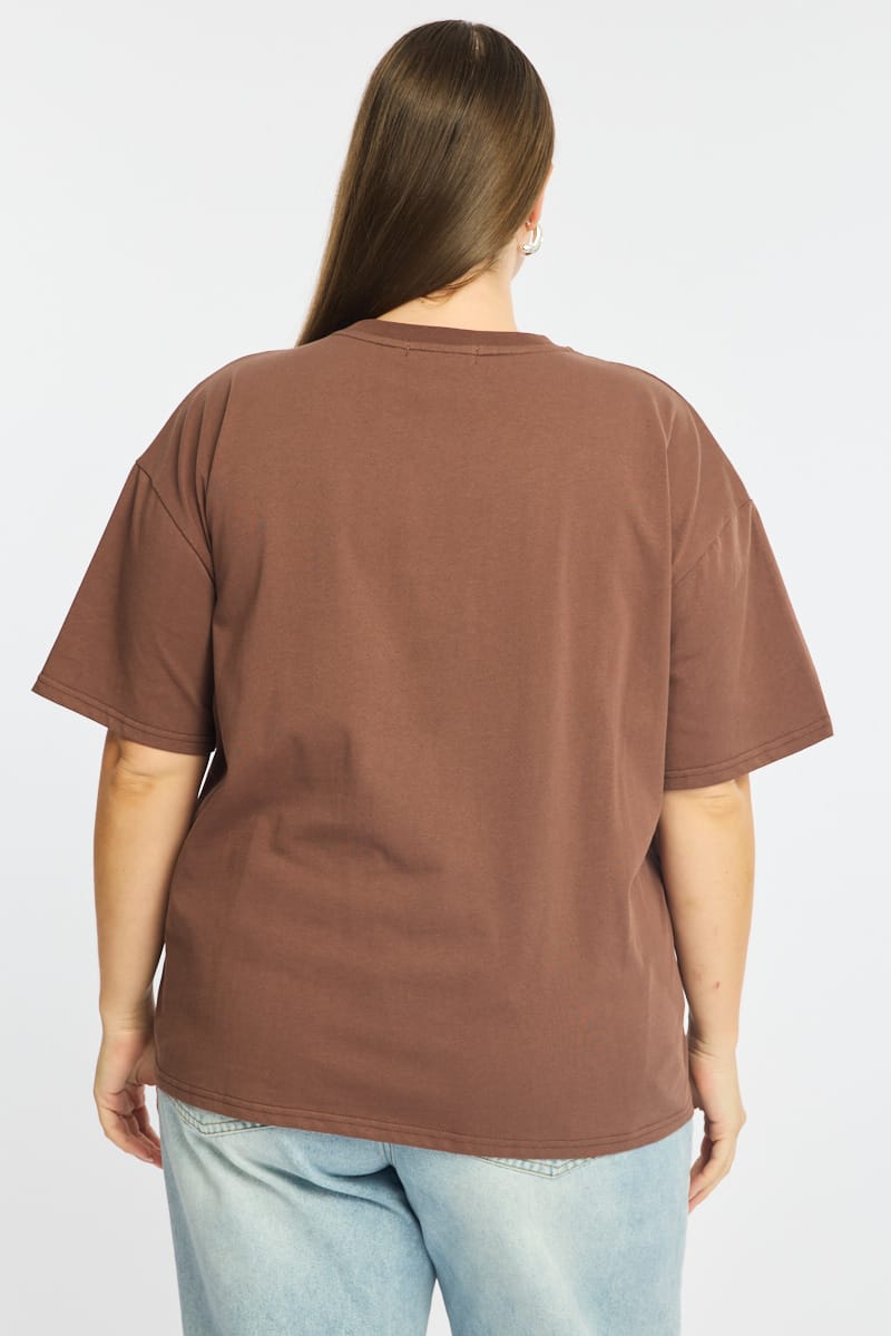 Brown Relaxed T-shirt Short Sleeve for YouandAll Fashion