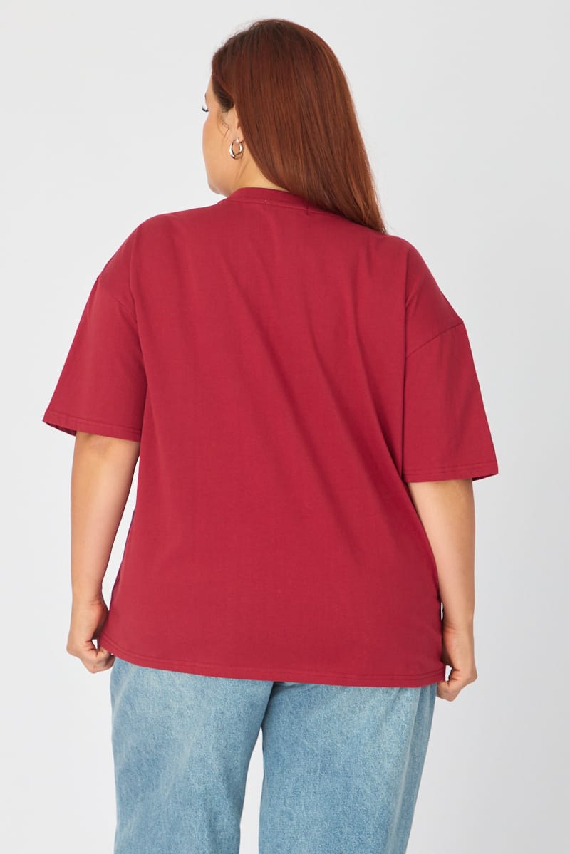Red Relaxed T-shirt Short Sleeve for YouandAll Fashion