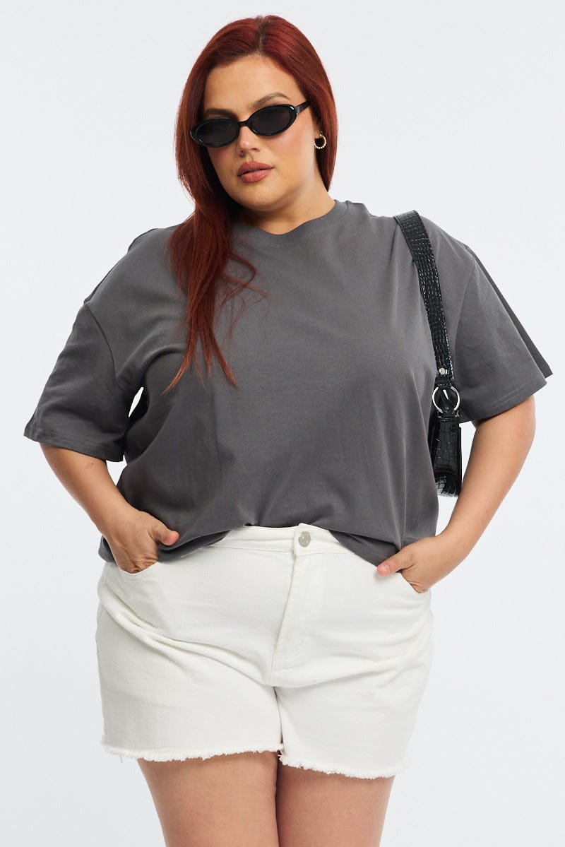Grey Relaxed T-shirt Short Sleeve for YouandAll Fashion