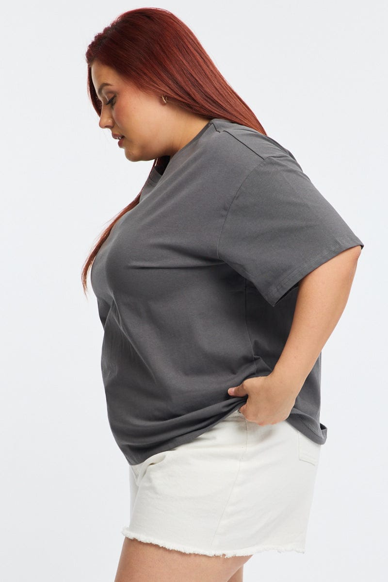 Grey Relaxed T-shirt Short Sleeve for YouandAll Fashion