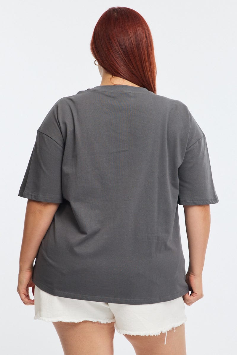 Grey Relaxed T-shirt Short Sleeve for YouandAll Fashion