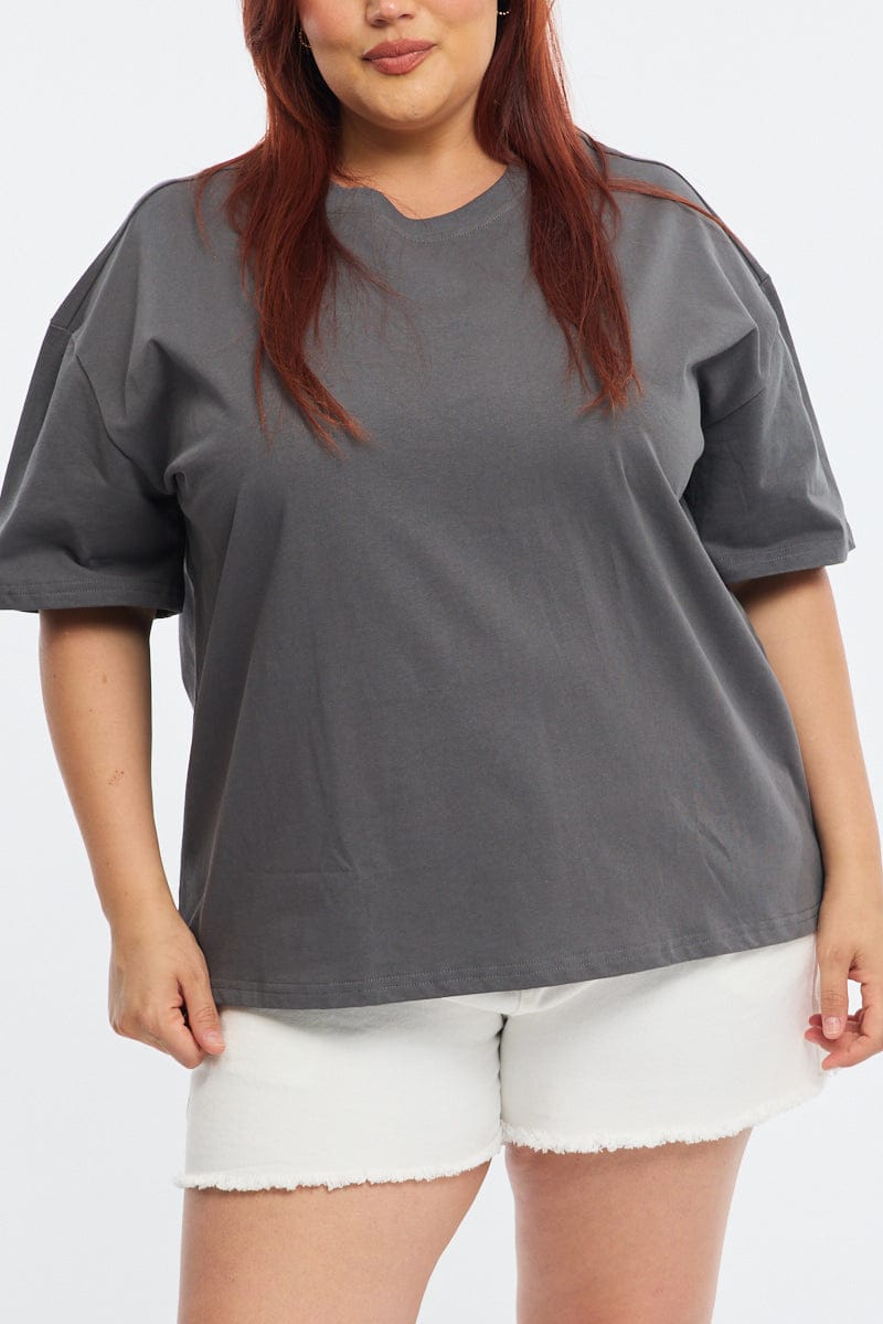 Grey Relaxed T-shirt Short Sleeve for YouandAll Fashion