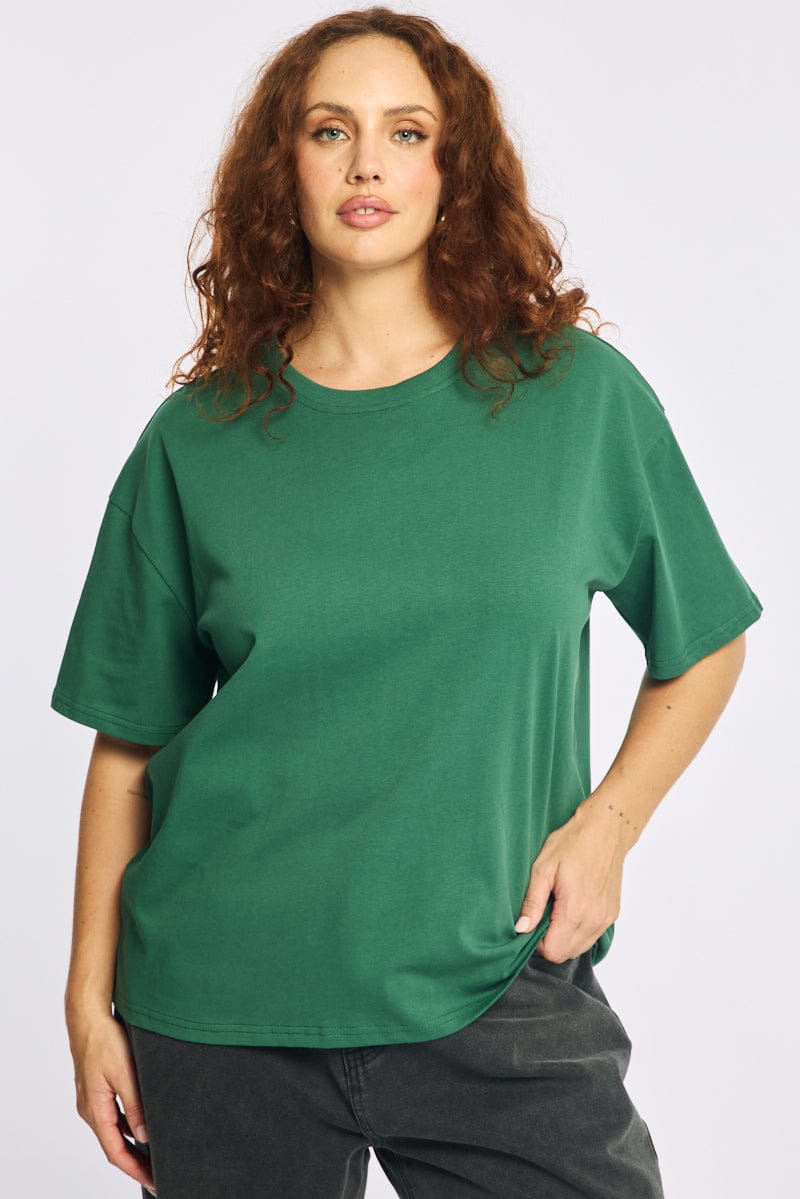 Green Relaxed T-shirt Short Sleeve for YouandAll Fashion