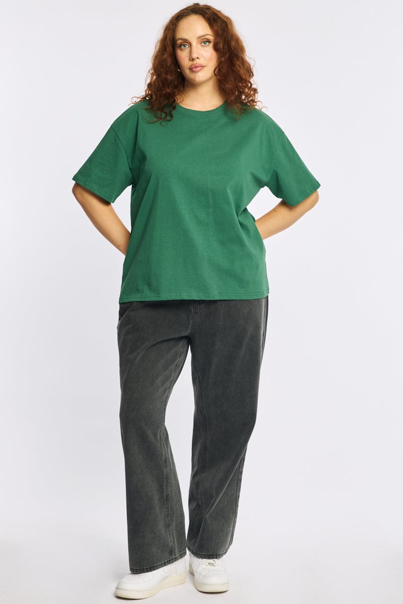 Green Relaxed T-shirt Short Sleeve for YouandAll Fashion