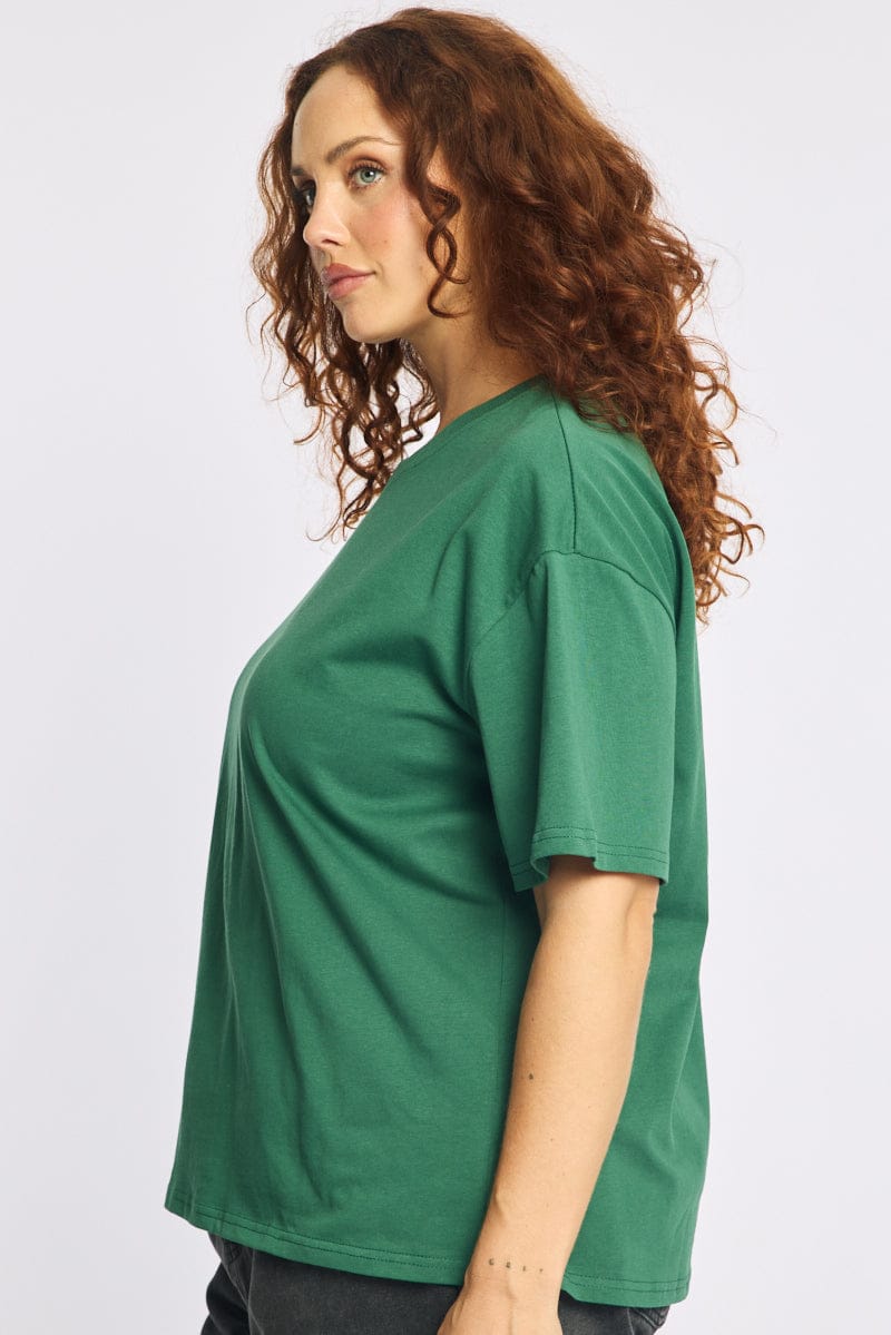 Green Relaxed T-shirt Short Sleeve for YouandAll Fashion