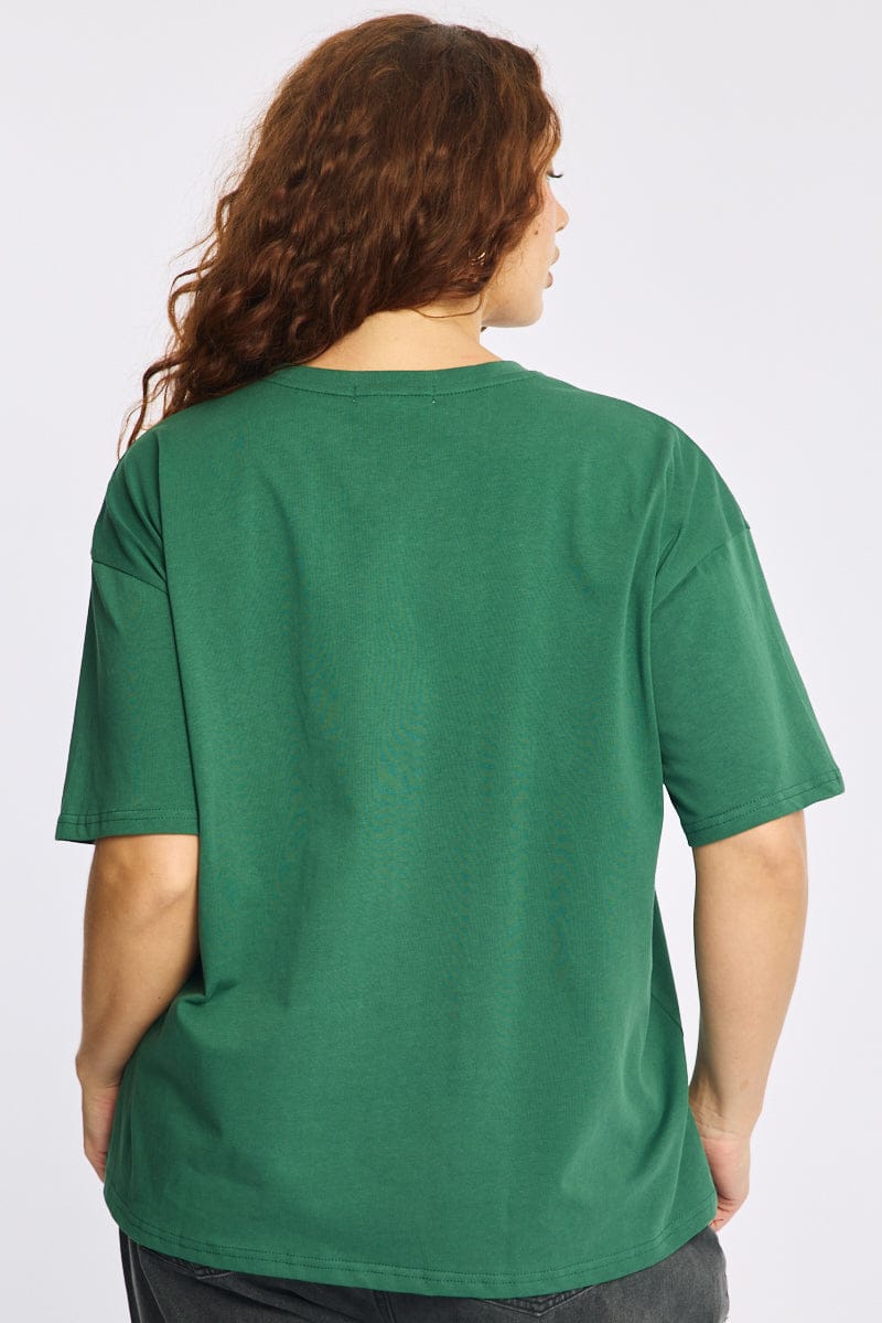 Green Relaxed T-shirt Short Sleeve for YouandAll Fashion