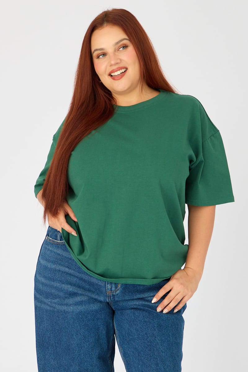Green Relaxed T-shirt Short Sleeve for YouandAll Fashion