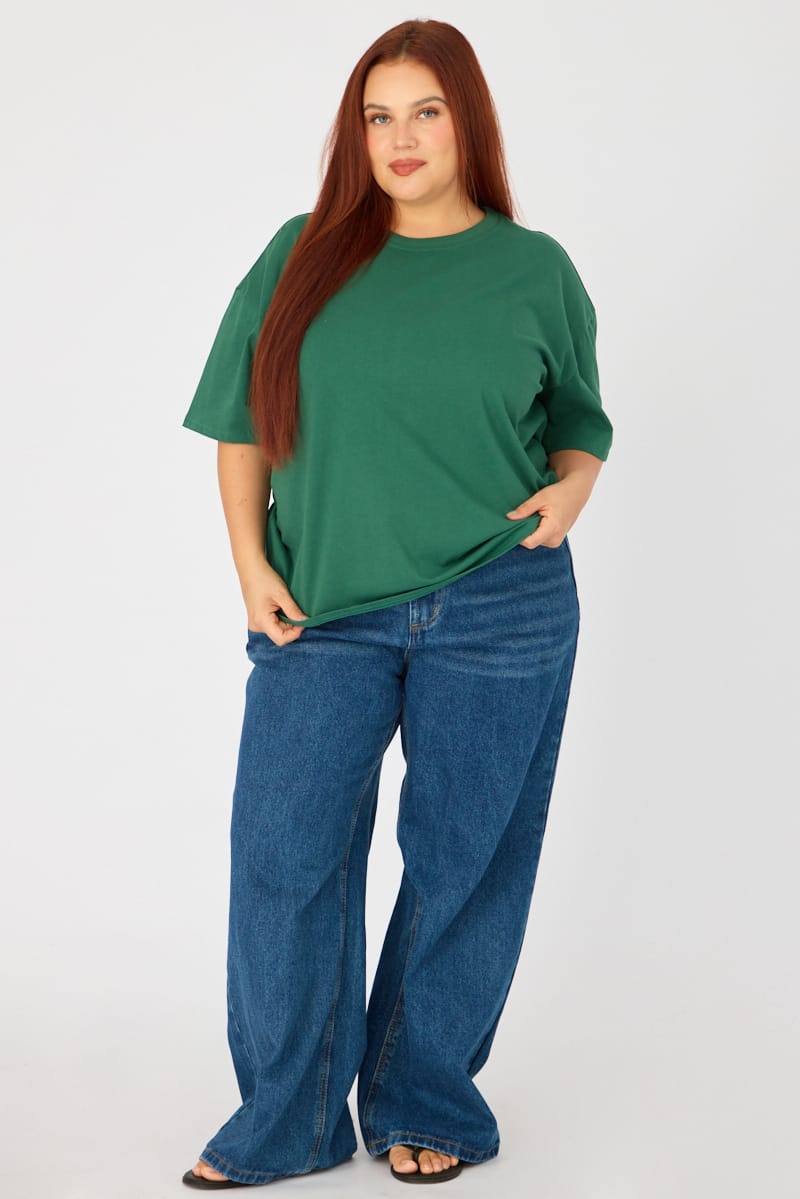 Green Relaxed T-shirt Short Sleeve for YouandAll Fashion