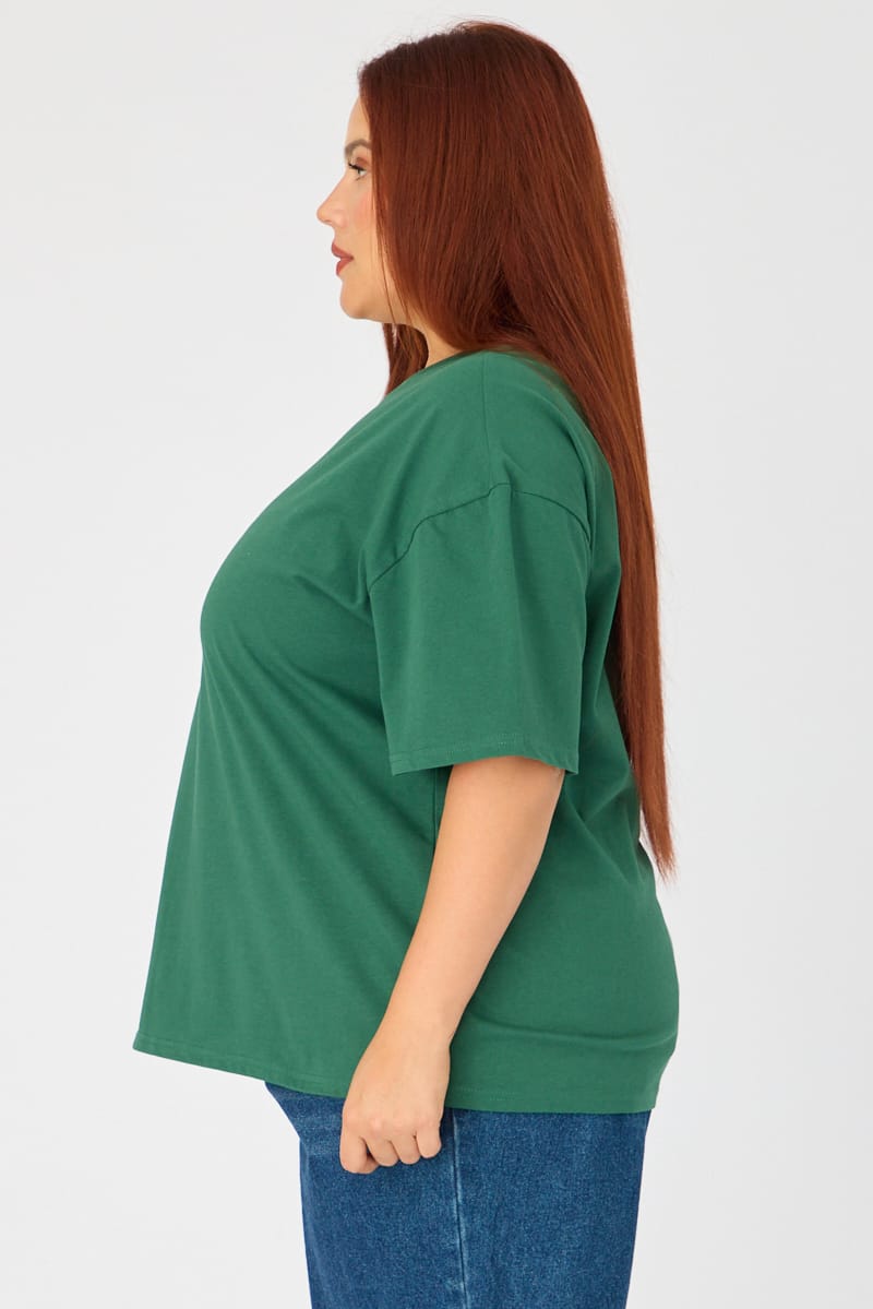 Green Relaxed T-shirt Short Sleeve for YouandAll Fashion