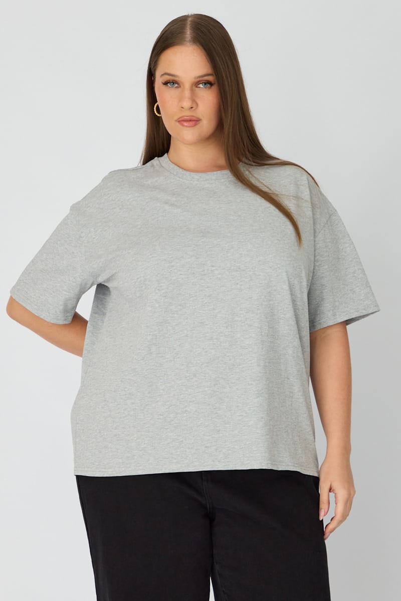 Grey Relaxed T-shirt Short Sleeve for YouandAll Fashion