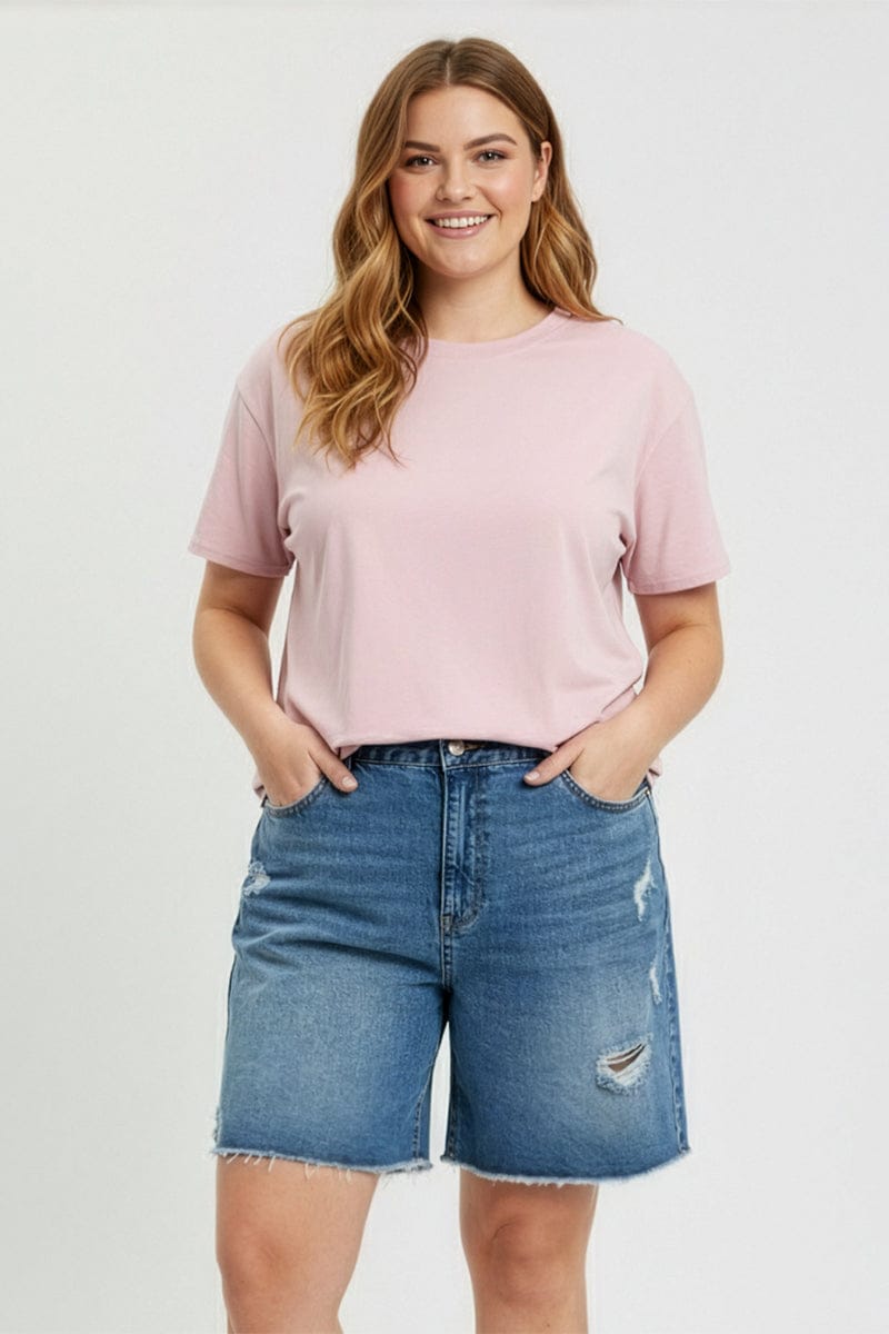 Pink Relaxed T-shirt Short Sleeve for YouandAll Fashion