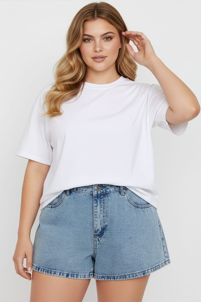 White Relaxed T-shirt Short Sleeve for YouandAll Fashion