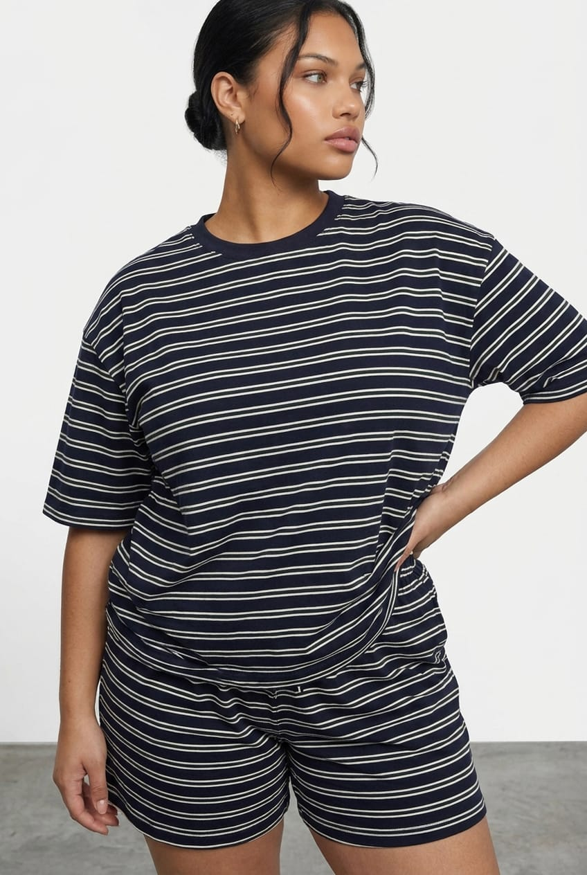 Green Stripe Short Sleeve Tee for YouandAll Fashion