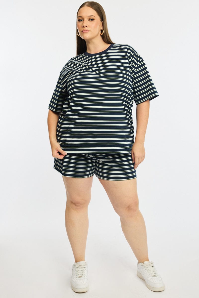 Green Stripe Short Sleeve Tee for YouandAll Fashion