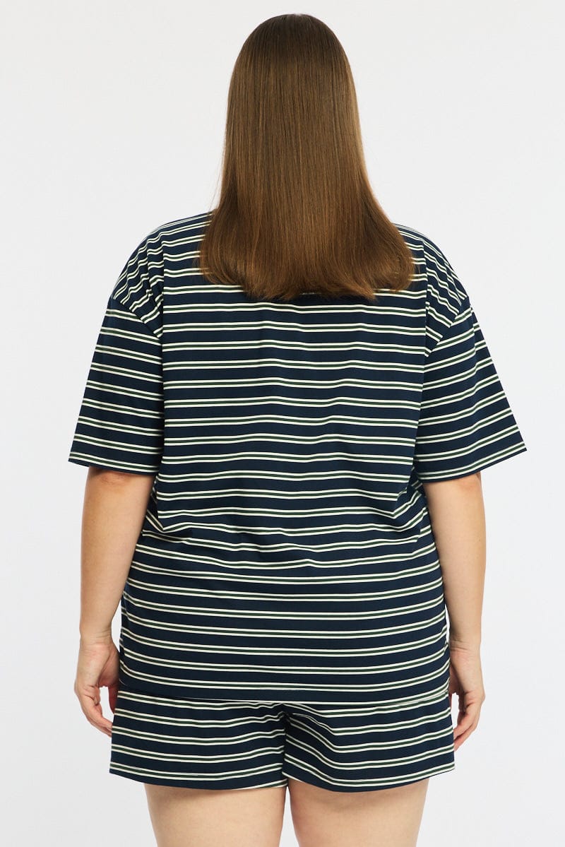 Green Stripe Short Sleeve Tee for YouandAll Fashion
