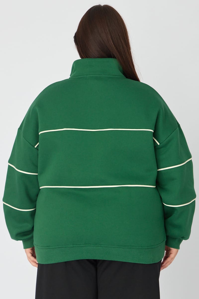 Green Sweatshirt Long Sleeve Half Zip for YouandAll Fashion