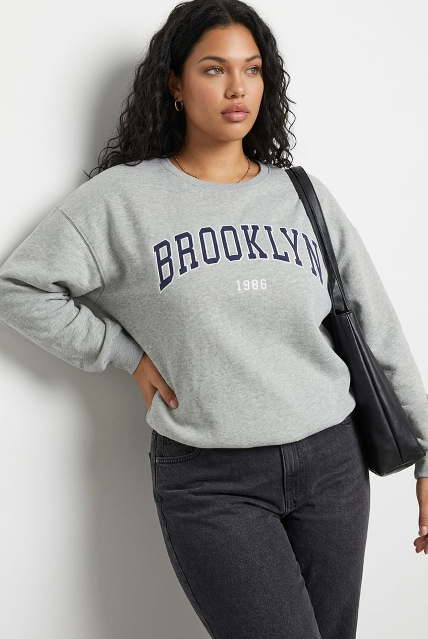 Grey Sweater Long Sleeve Crew Neck for YouandAll Fashion