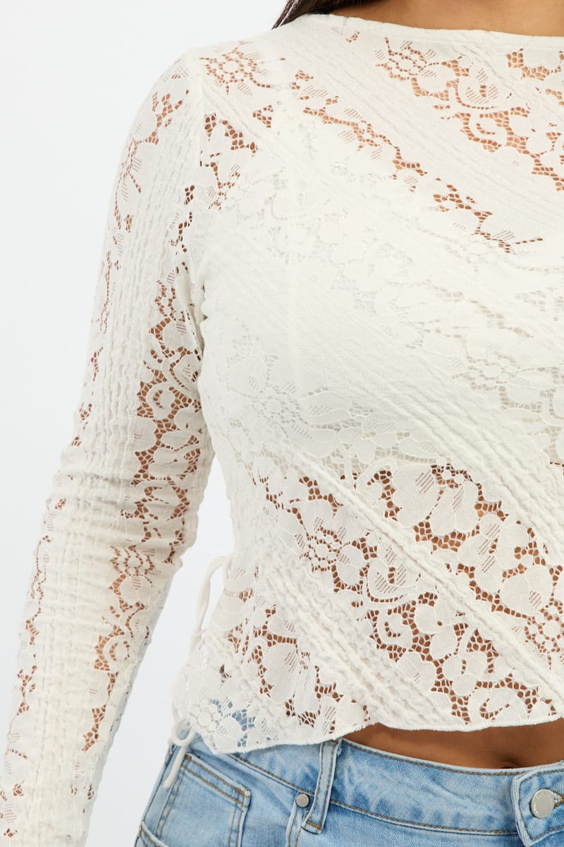 White Lace Top Crew Neck for YouandAll Fashion