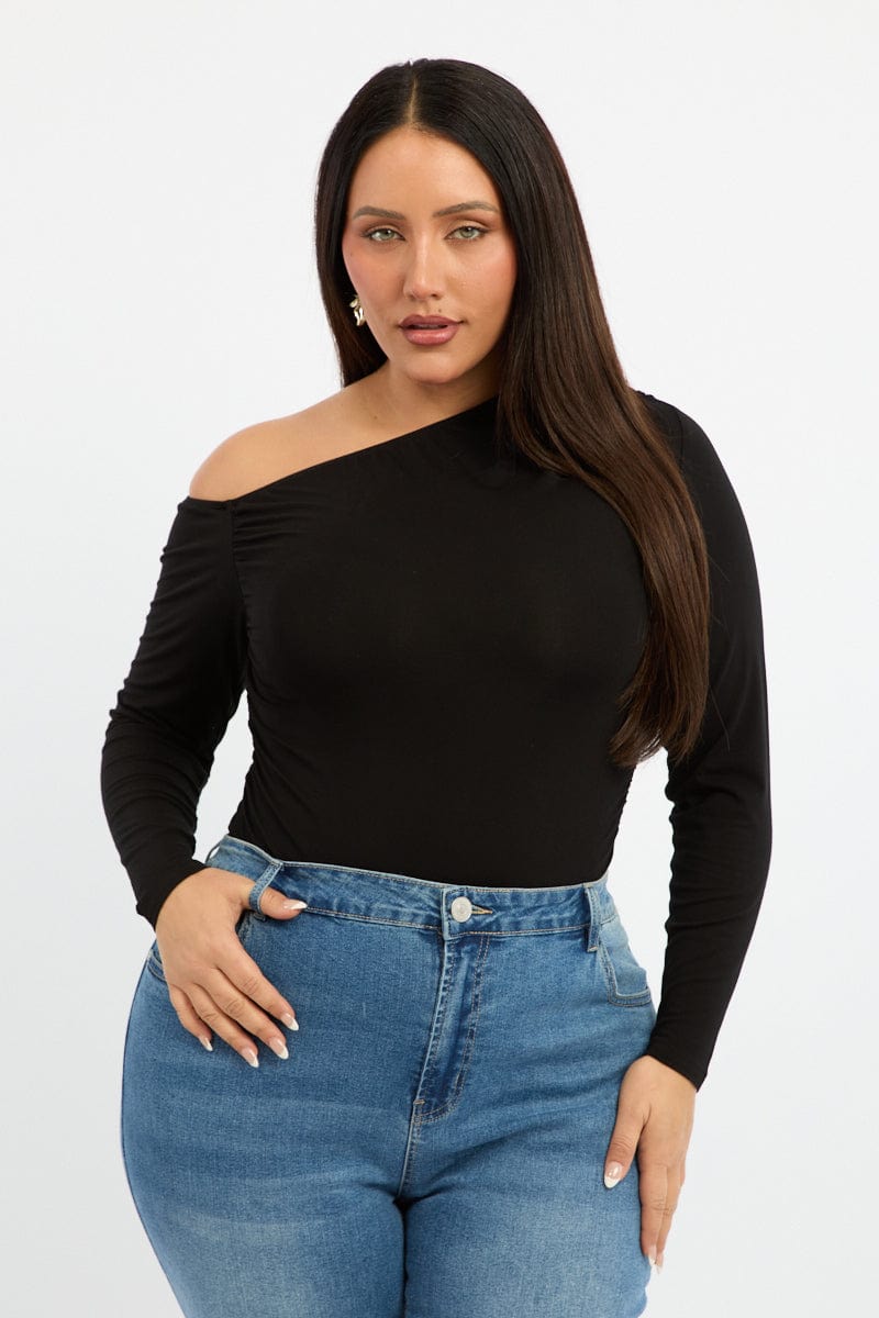 Black One Shoulder Top Long Sleeve for YouandAll Fashion