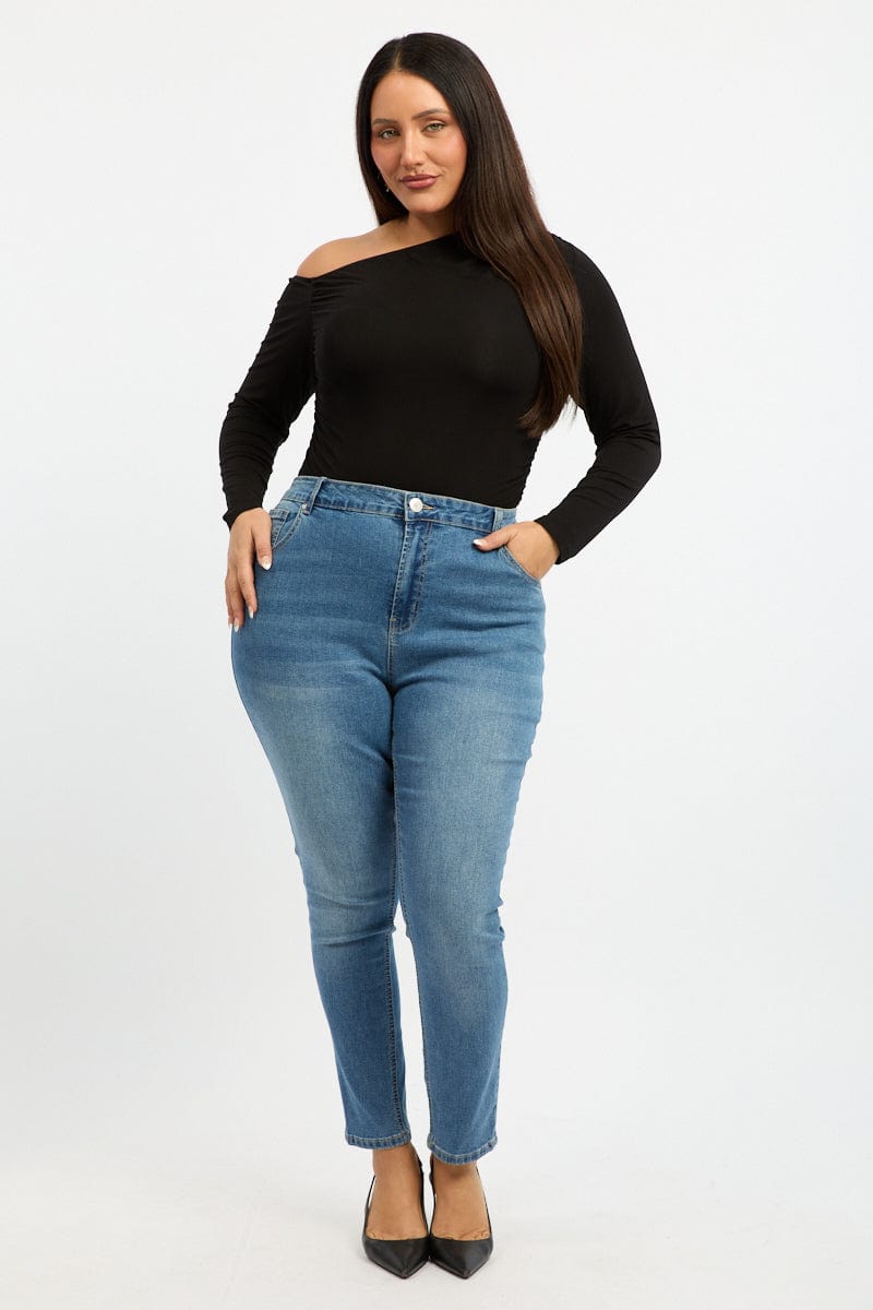 Black One Shoulder Top Long Sleeve for YouandAll Fashion