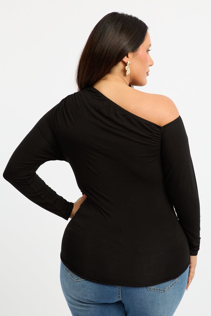 Black One Shoulder Top Long Sleeve for YouandAll Fashion