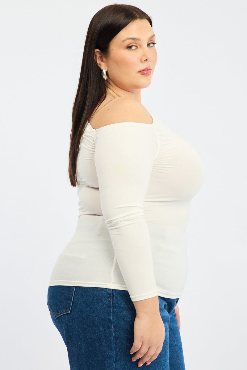 White One Shoulder Top Long Sleeve for YouandAll Fashion