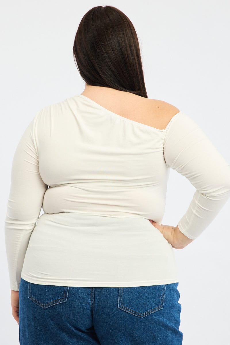 White One Shoulder Top Long Sleeve for YouandAll Fashion