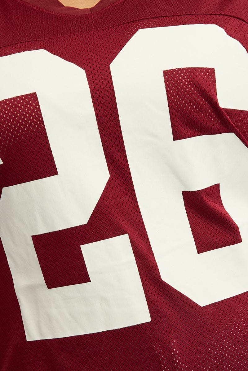 Red Graphic T-shirt Short Sleeve Collared Neck for YouandAll Fashion