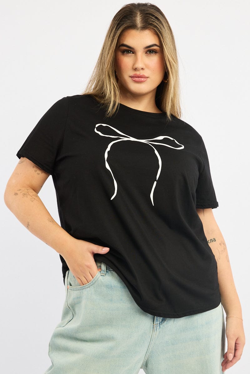 Black Graphic T-shirt Short Sleeve for YouandAll Fashion
