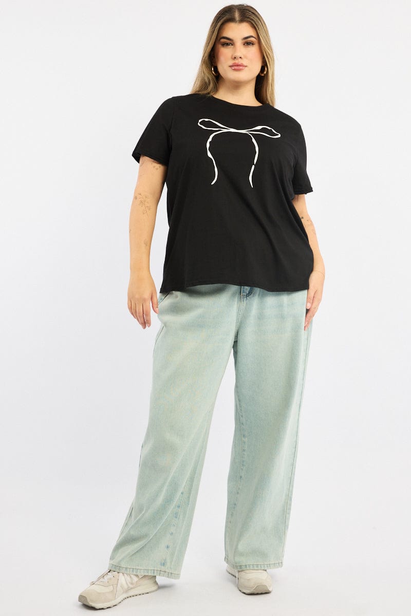 Black Graphic T-shirt Short Sleeve for YouandAll Fashion