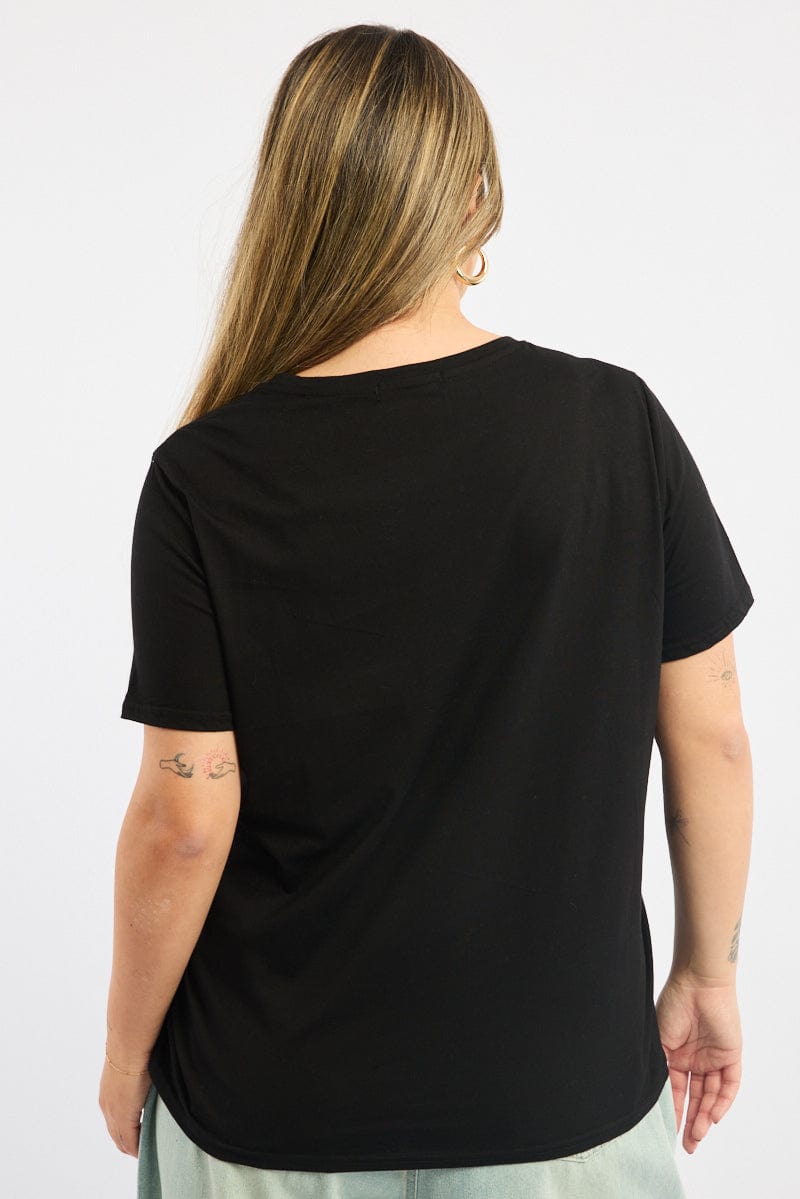 Black Graphic T-shirt Short Sleeve for YouandAll Fashion