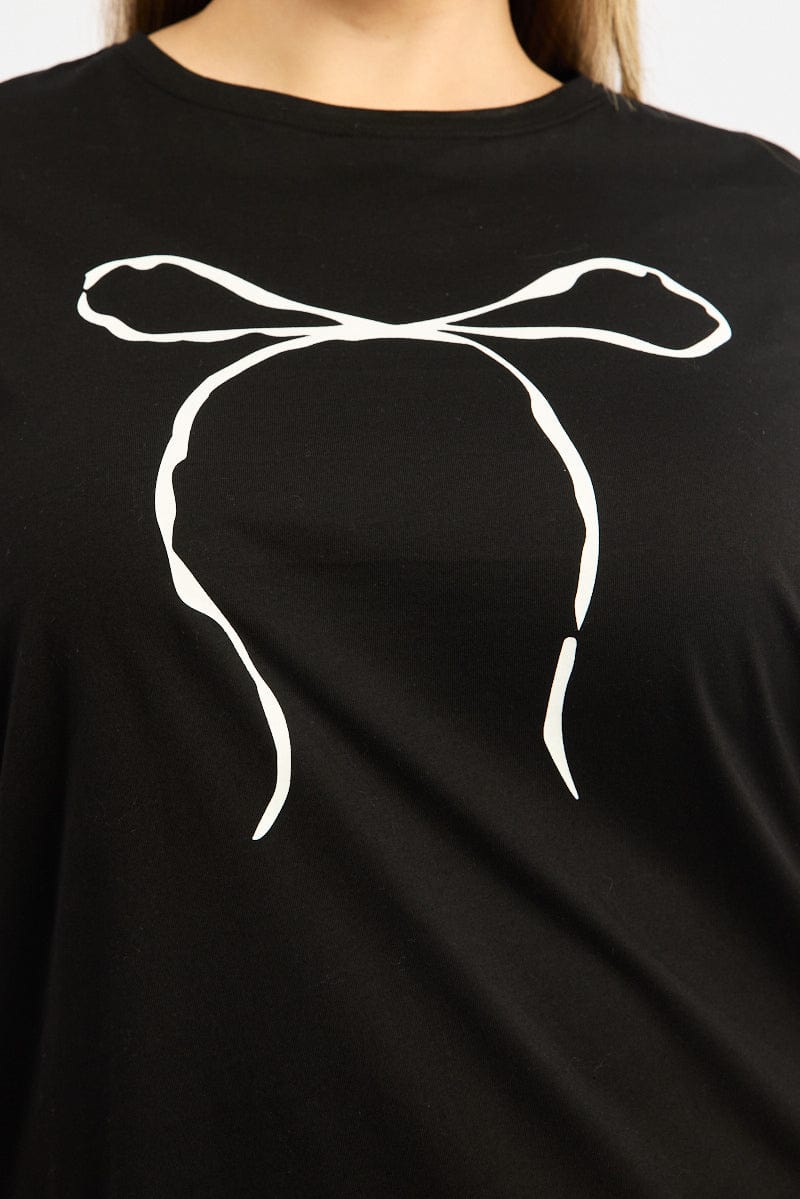 Black Graphic T-shirt Short Sleeve for YouandAll Fashion