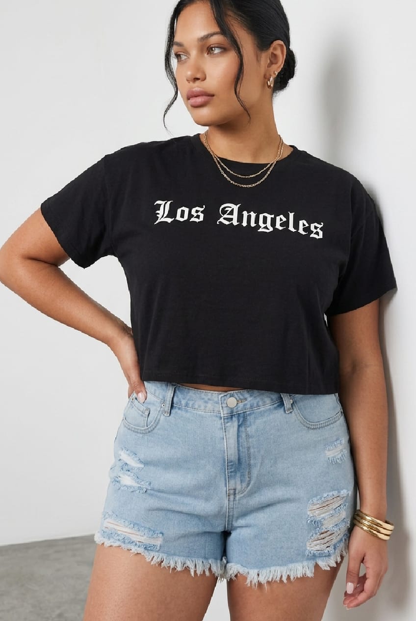 Black Short Sleeve Gothic Crop T-shirt