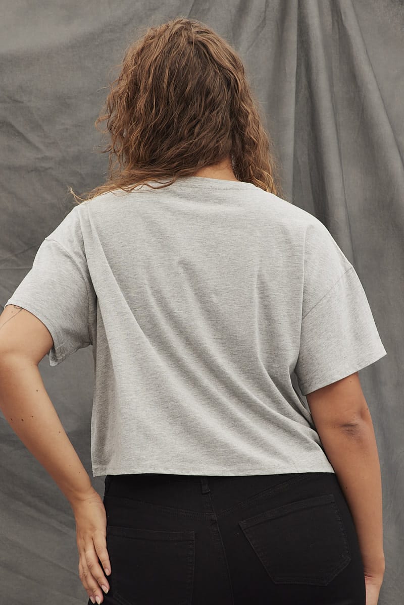 Grey Graphic T-shirt Vintage Bike Crop Cotton for YouandAll Fashion