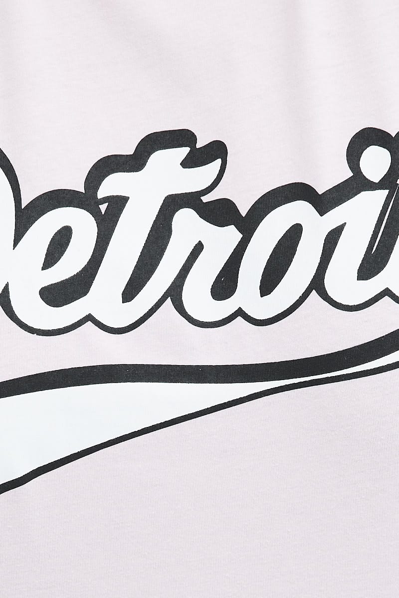 Pink Graphic T-shirt Detroit Crop Cotton for YouandAll Fashion