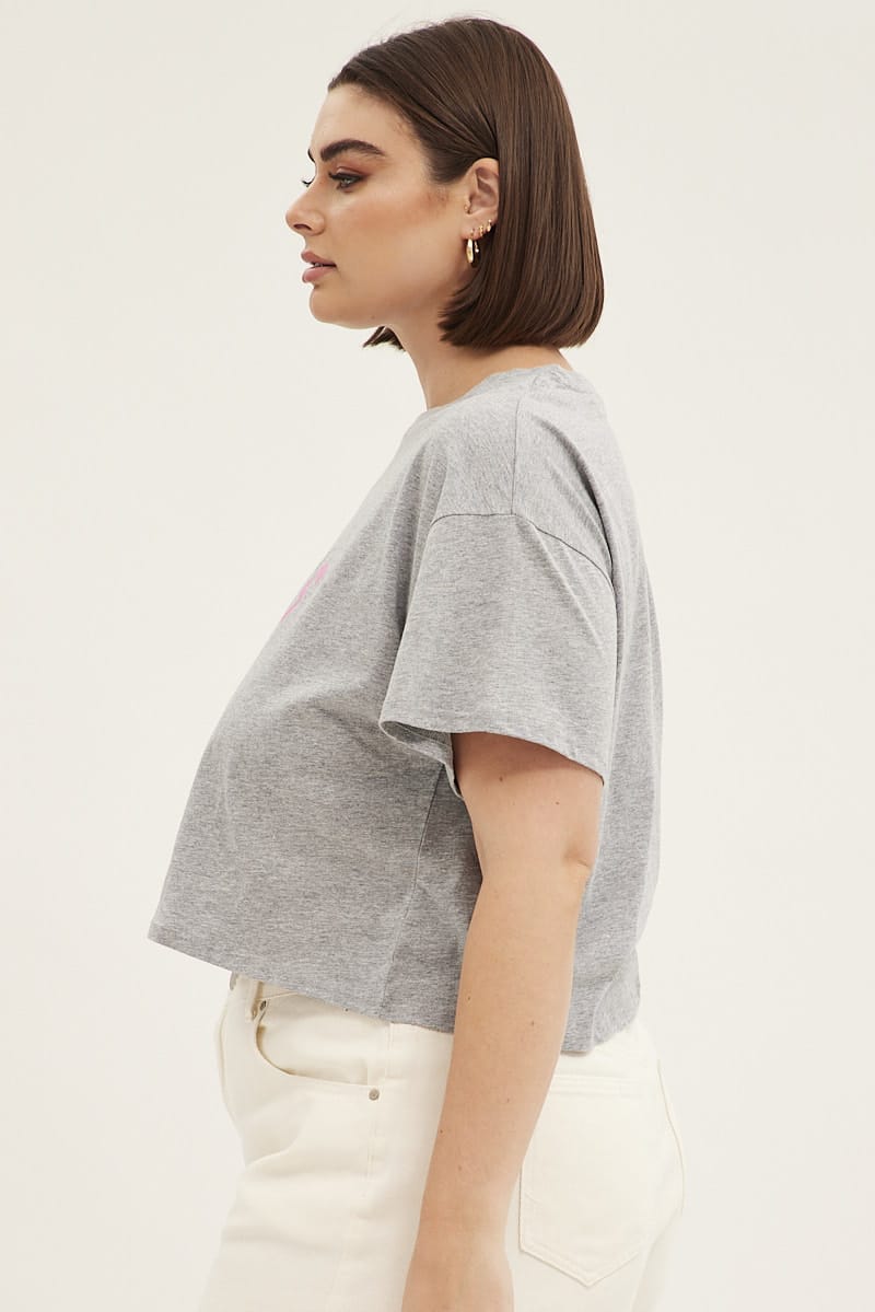 Grey Graphic T-shirt Short Sleeve Rainbow Las Vegas for YouandAll Fashion