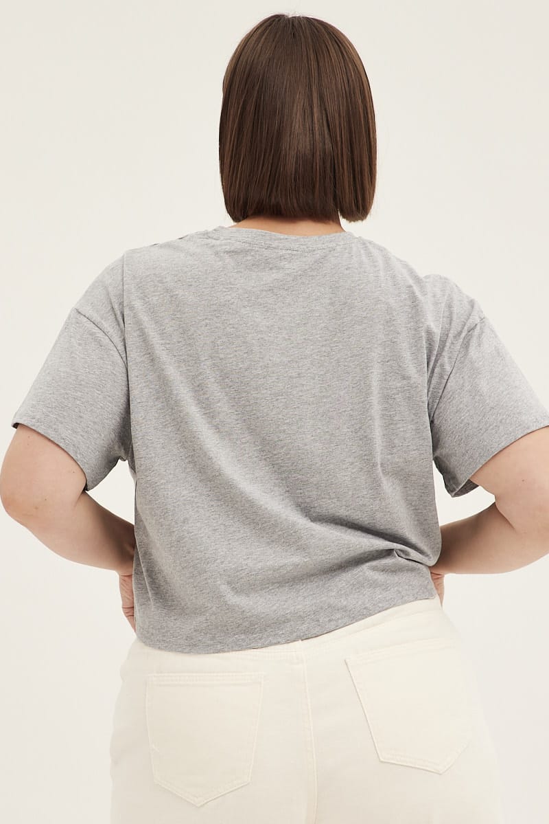 Grey Graphic T-shirt Short Sleeve Rainbow Las Vegas for YouandAll Fashion