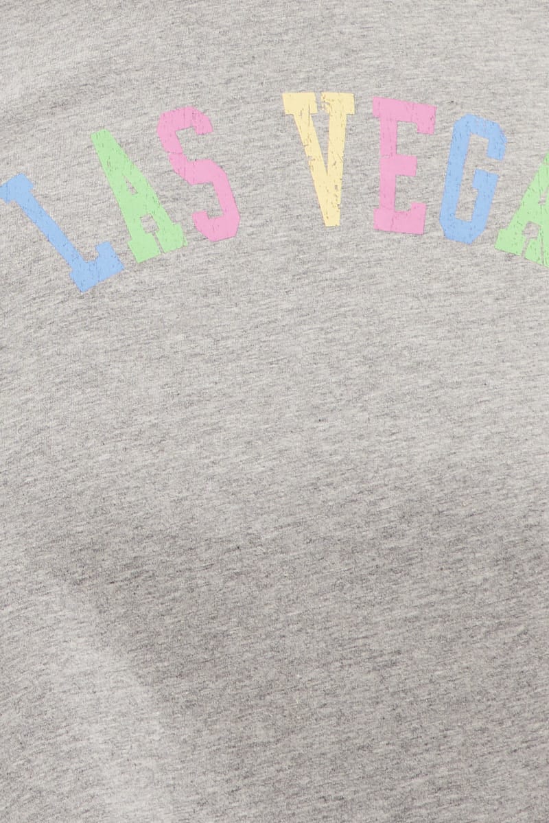 Grey Graphic T-shirt Short Sleeve Rainbow Las Vegas for YouandAll Fashion