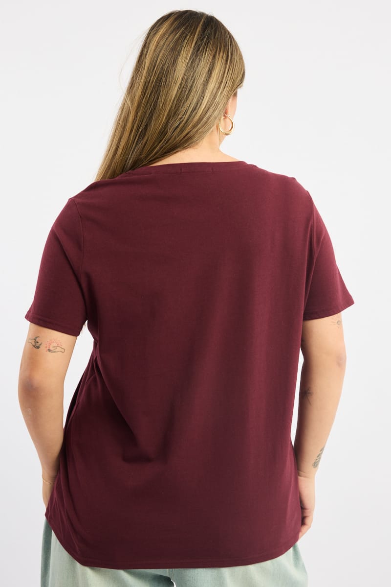 Red Graphic T-shirt Short Sleeve Crew Neck for YouandAll Fashion
