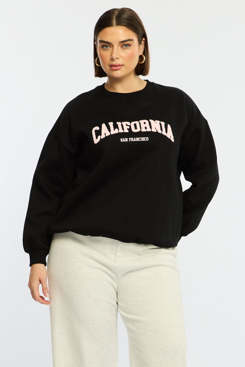 Black Sweat Top Long Sleeve for YouandAll Fashion