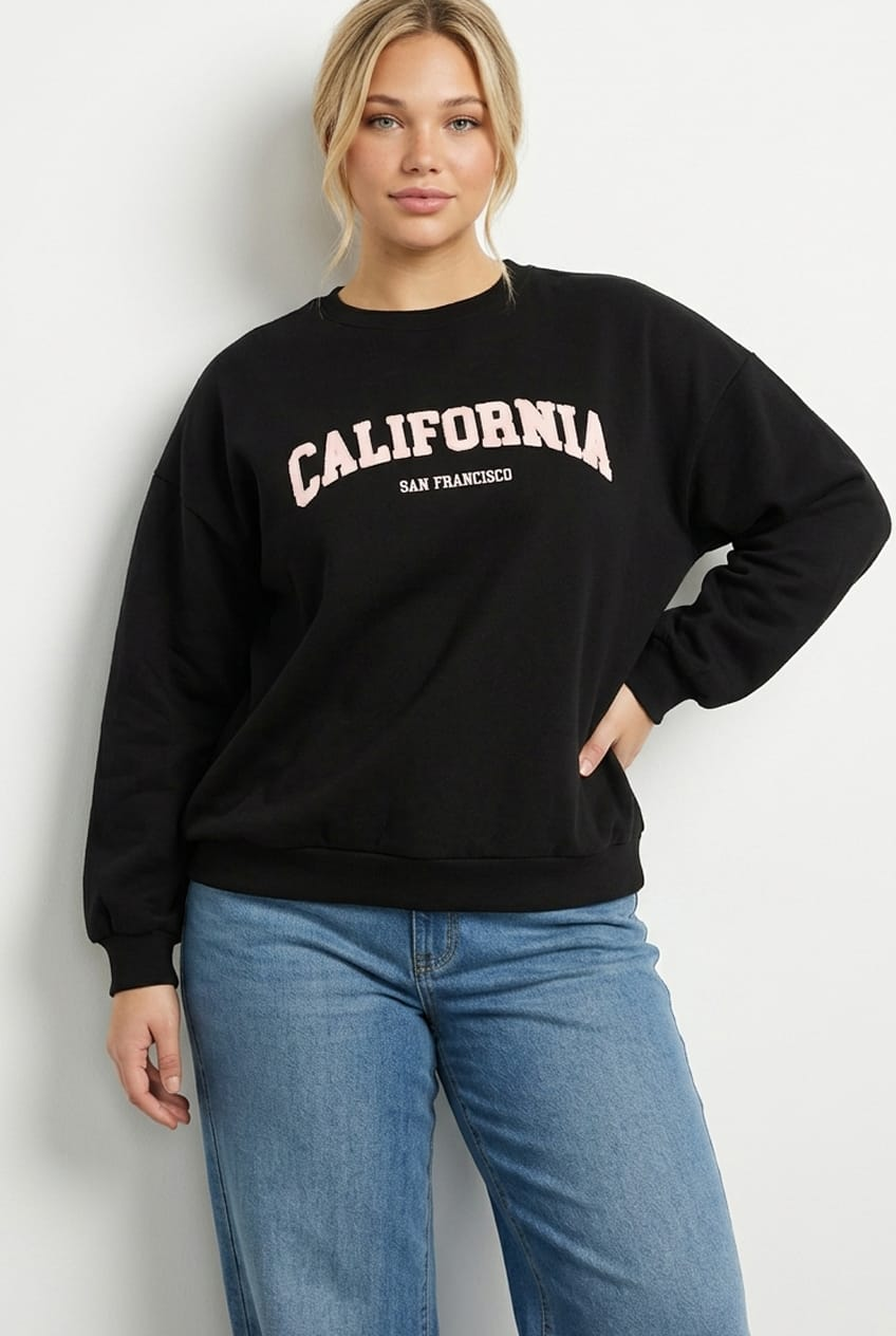 Black Sweat Top Long Sleeve for YouandAll Fashion