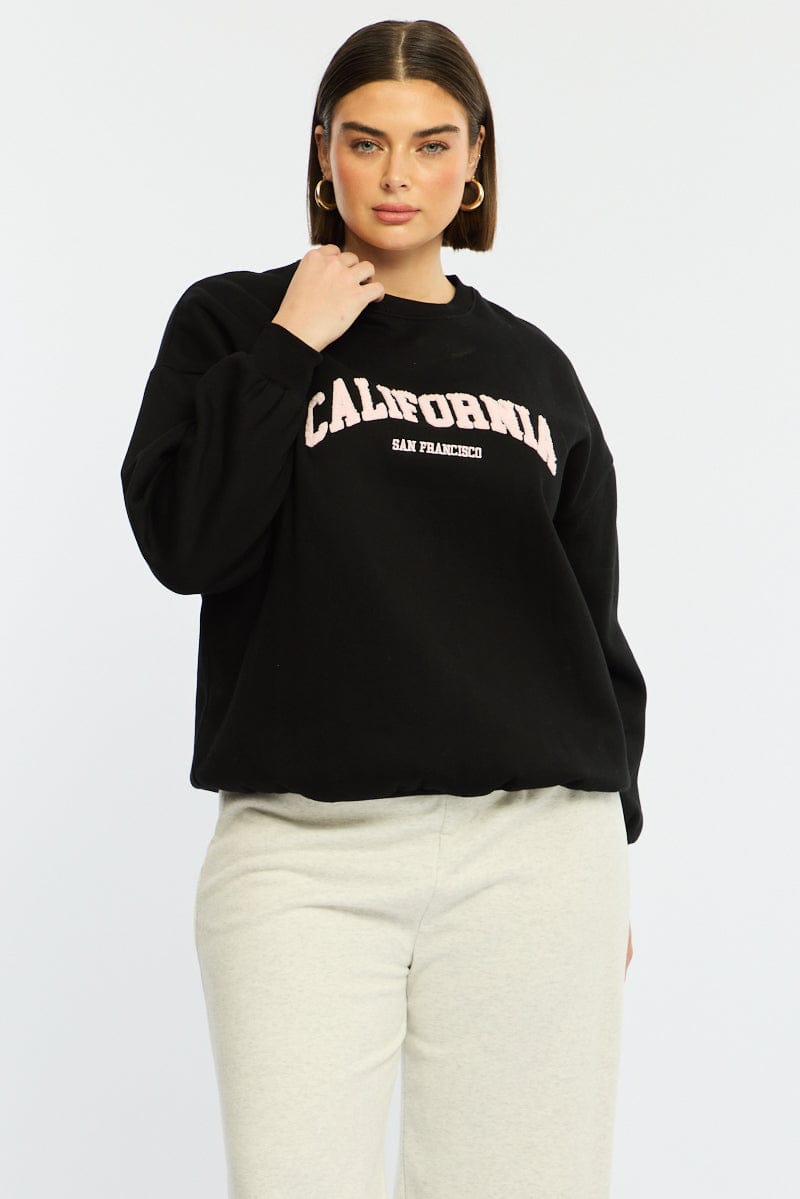 Black Sweat Top Long Sleeve for YouandAll Fashion