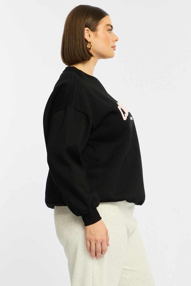 Black Sweat Top Long Sleeve for YouandAll Fashion