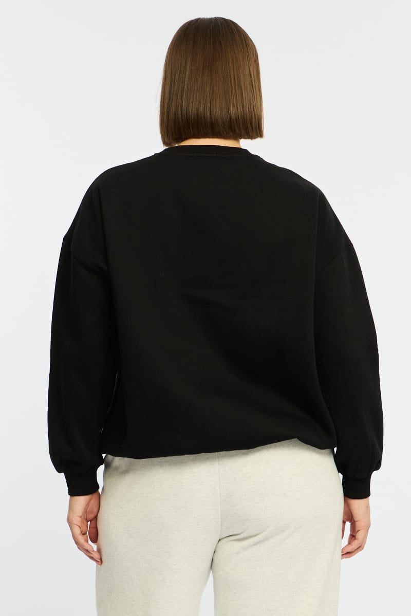 Black Sweat Top Long Sleeve for YouandAll Fashion