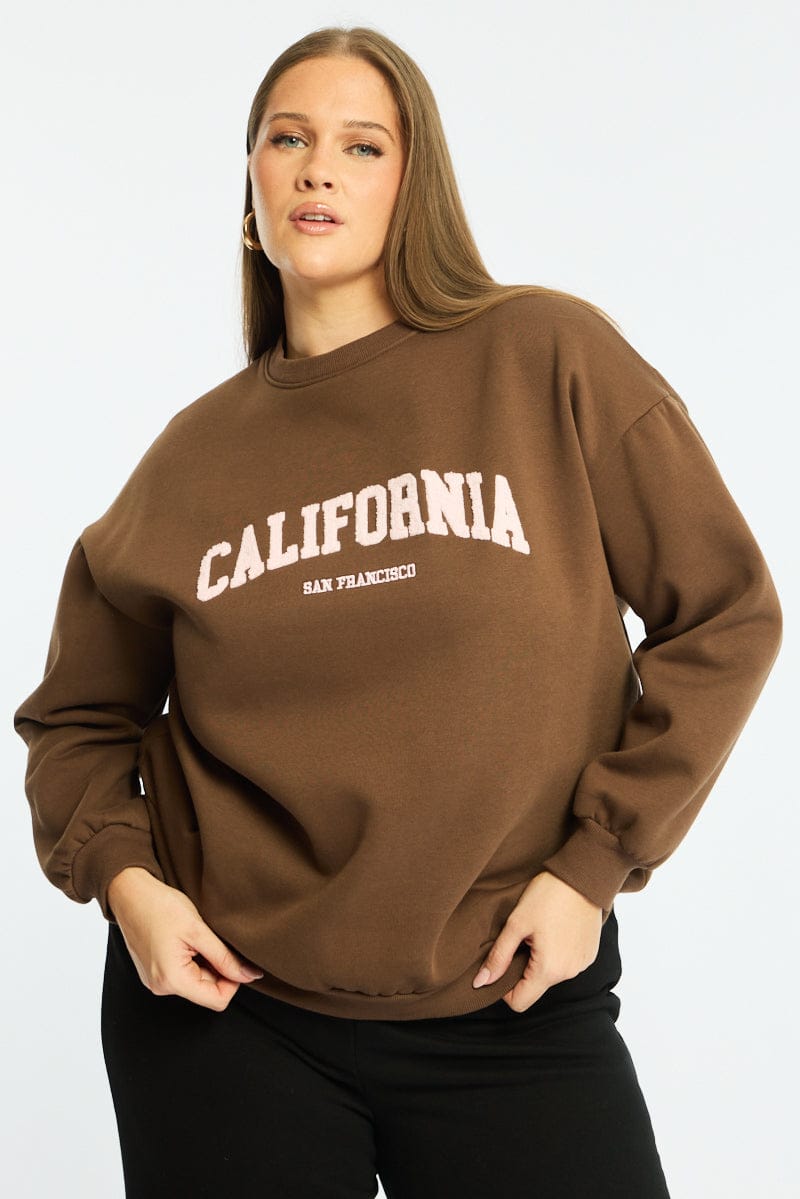 Brown Sweat Top Long Sleeve for YouandAll Fashion