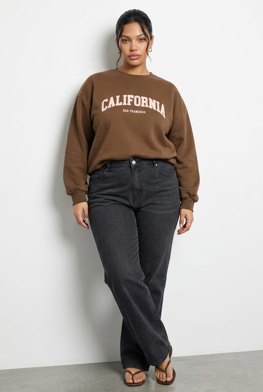 Brown Sweat Top Long Sleeve for YouandAll Fashion